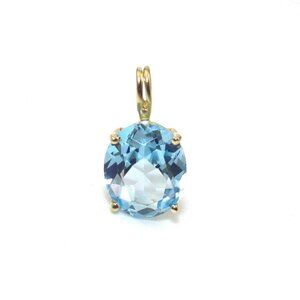 10K Yellow Gold Blue Topaz Pendant